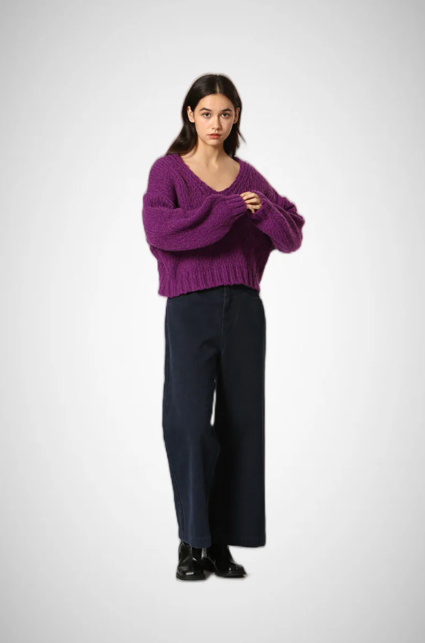 Korner Vneck Sweater | Purple