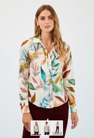 French Dressing Jeans Long Sleeve Split Neck Shirt | Miriam