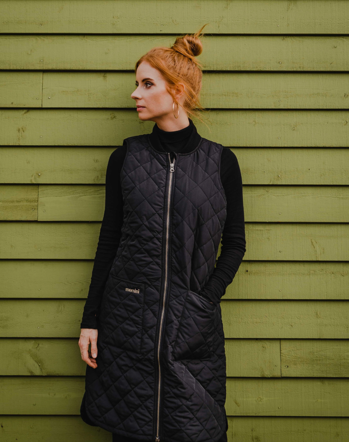 Merini Long Liner Vest | Black + Cream