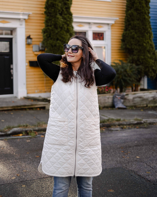Mernini Long Liner Vest | Black + Caramel + Cream