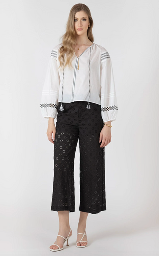 Black Tape Embroidery Pant | Black
