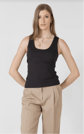 Black Tape Scoopneck Tank | Black + White