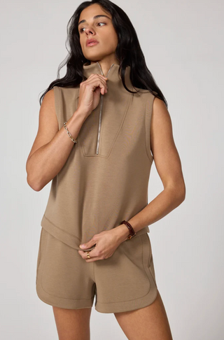 MPG Dreamweave Half Zip Mock Neck Tank | Black + Brown + Caribou + Fuschia + Navy