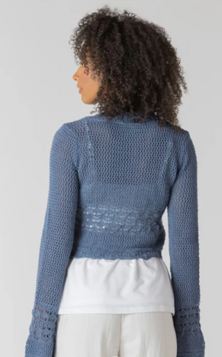 Room 34 Front Crochet Cardigan | Cream + Indigo