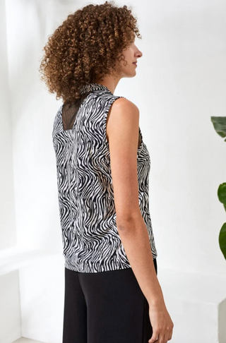 Tribal Sleeveless Front Mesh Top | Black