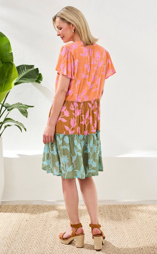 Tribal Tiered Crepe Mini Dress | Wisteria