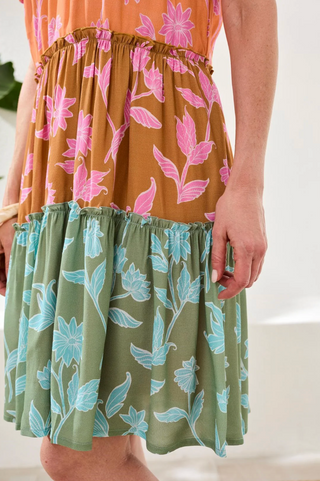 Tribal Tiered Crepe Mini Dress | Wisteria
