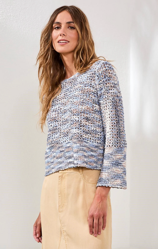 Tribal Open-Stitch Crewneck Sweater | Saltwater