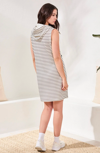 Tribal Hooded Dress with Pockets | White