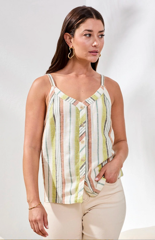 Tribal Button-Front Woven Cami | Kiwi