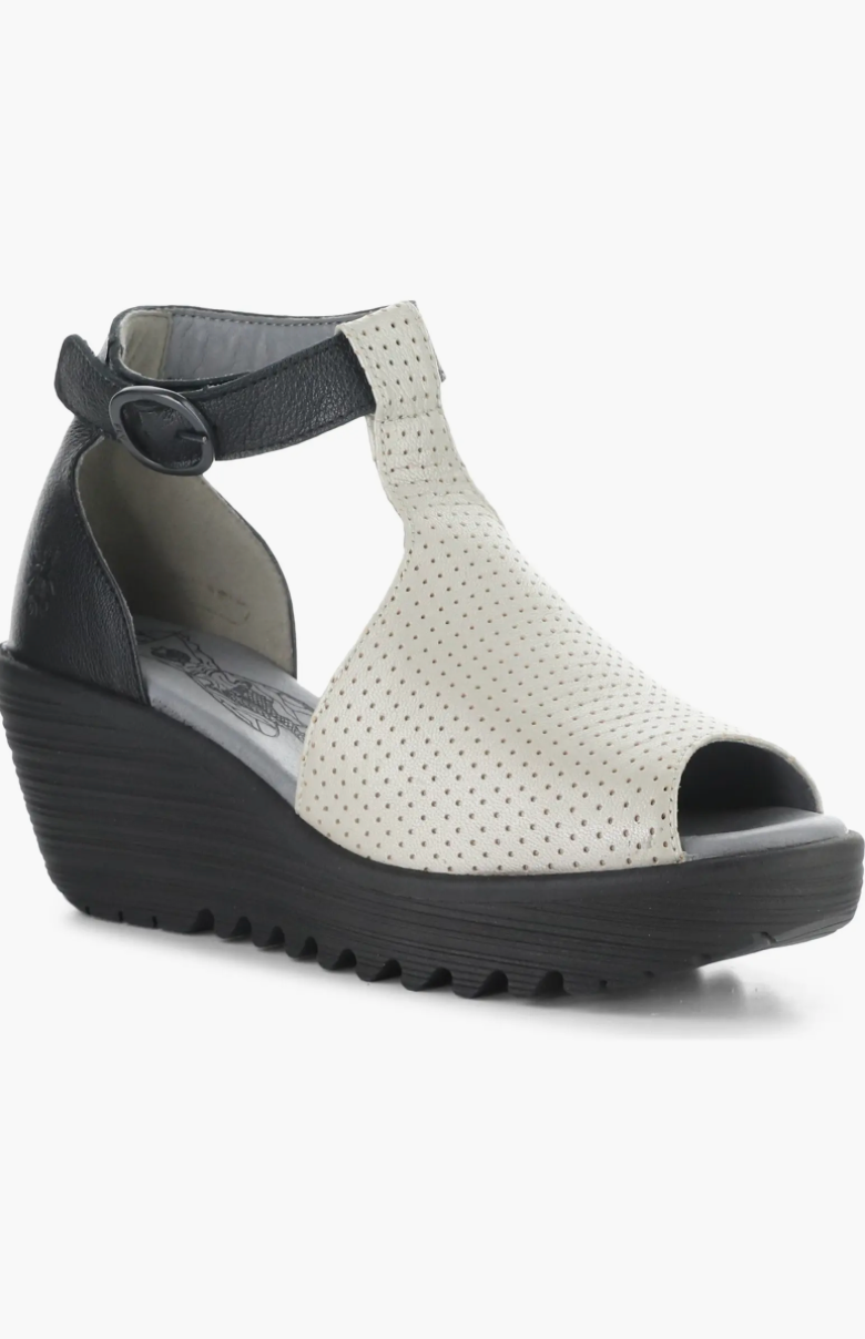 Fly London Lemo Wedge Sandals | Silver-Black