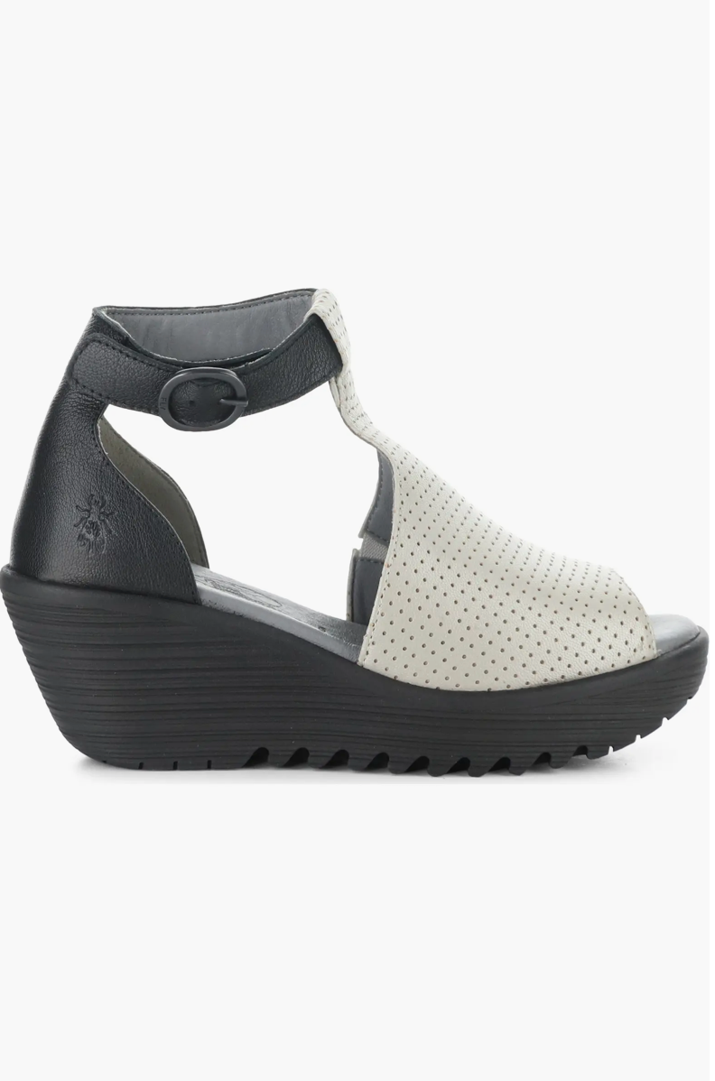 Fly London Lemo Wedge Sandals | Silver-Black