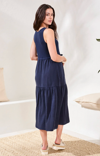 Tribal Mixed Media Sleeveless Maxi Dress | Gardenia + Nautical