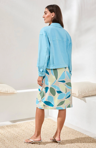 Tribal Comfrot Stretch Denim Jacket | Aqua + White