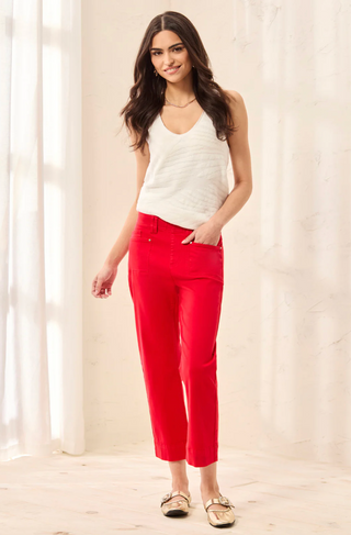 Tribal Comfort Stretch Pull On Capri | Moss+ Sangria + Seasme + White