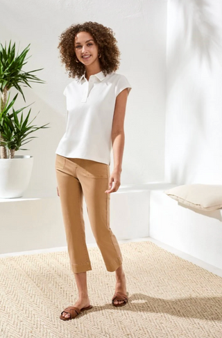 Tribal Comfort Stretch Pull On Capri | Moss+ Sangria + Seasme + White