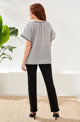 Tribal Flutter Sleeve Embroidered Blouse | Black