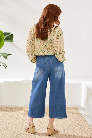 Tribal Audrey Pleated Crop Wide Jeans | Fjord