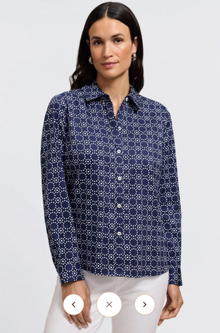Foxcroft Hampton Blouse | Navy