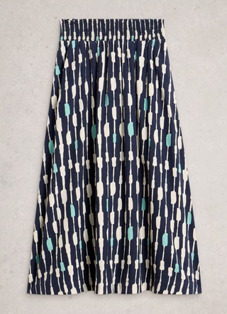White Stuff Shelley Linen Blend Midi Skirt | Navy