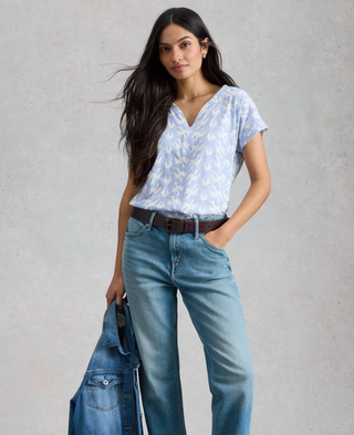 White Stuff Nelly Notch Neck Tee | Blue + Pink