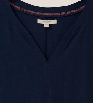 White Stuff Nelly Notch Neck Tee | Dark Navy + White
