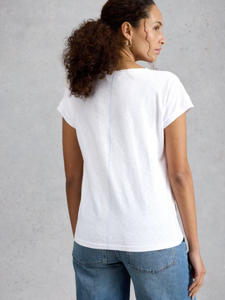 White Stuff Nelly Notch Neck Tee | Dark Navy + White