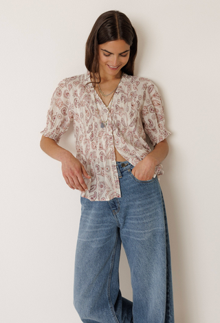 Indi & Cold Micro Ruffled Shirt | Lychee