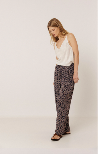 Indi & Cold Fluid Printed Pant | Navy