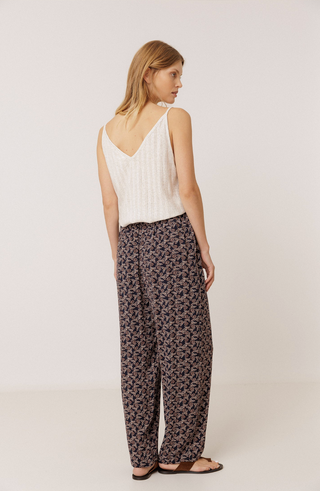 Indi & Cold Fluid Printed Pant | Navy