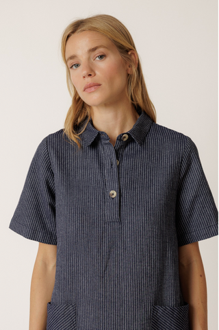 Indi & Cold Polo Neck Dress | Indigo Blue