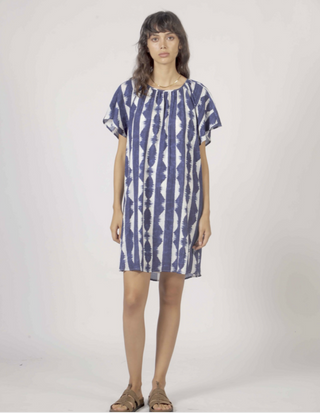 Korner Gathered Neck Dress | Navy