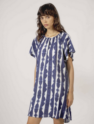 Korner Gathered Neck Dress | Navy
