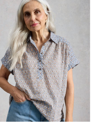 White Stuff Orla Pop Over Shirt | Blue
