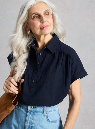 White Stuff Orla Pop Over Shirt | Navy