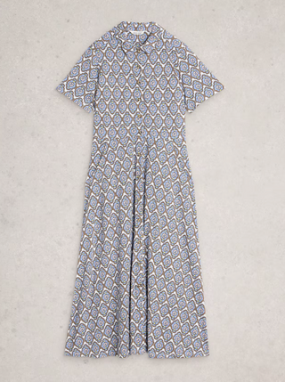 White Stuff Rua Jersey Shirt Dress | Blue + Red