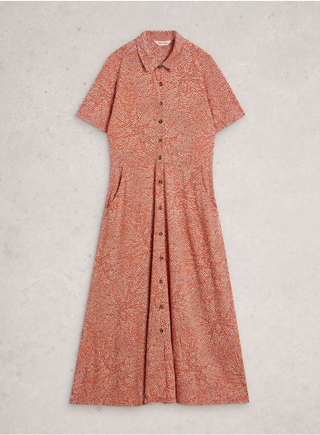 White Stuff Rua Jersey Shirt Dress | Blue + Red