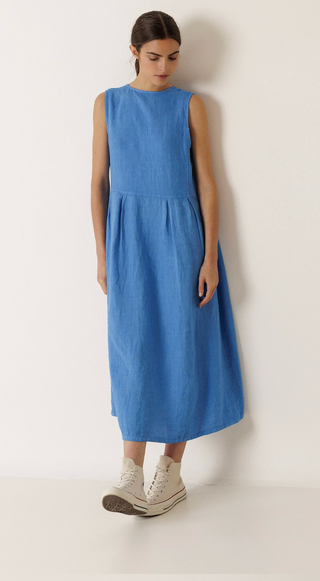Indi & Cold Multi Position Linen Dress | Blue