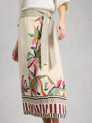 White Stuff Alba Linen Blend Wrap Skirt | Natural