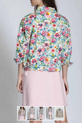 APNY Printed Denim Jacket | Green Multi