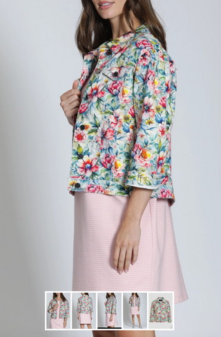 APNY Printed Denim Jacket | Green Multi