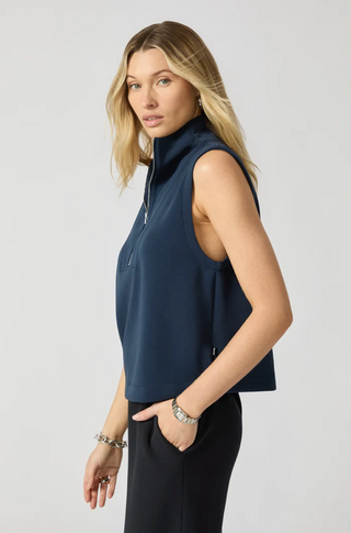 MPG Dreamweave Half Zip Mock Neck Tank | Black + Brown + Caribou + Fuschia + Navy