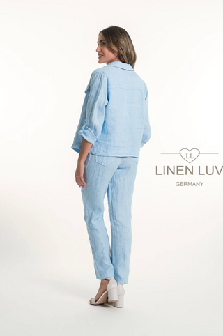 Linen Luv Linen Jacket | Bianco + Cielo