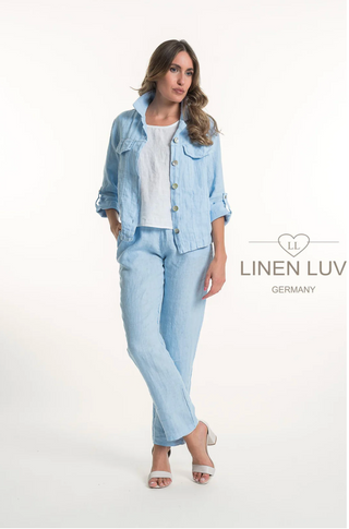 Linen Luv Linen Jacket | Bianco + Cielo