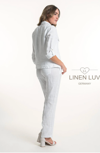 Linen Luv Linen Jacket | Bianco + Cielo