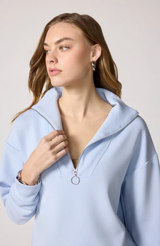 MPG Long Sleeve Quarter Zip | Black + Blue + Heather Moonbeam