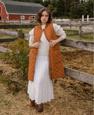 Mernini Long Liner Vest | Black + Caramel + Cream
