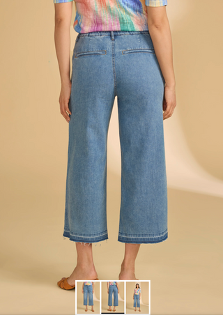 French Dressing Pull-On Wide Crop Trouser | Medium Blue