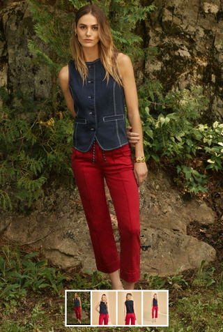 French Dressing Jeans Button Front Vest | Navy + White