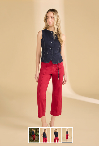 French Dressing Jeans Button Front Vest | Navy + White